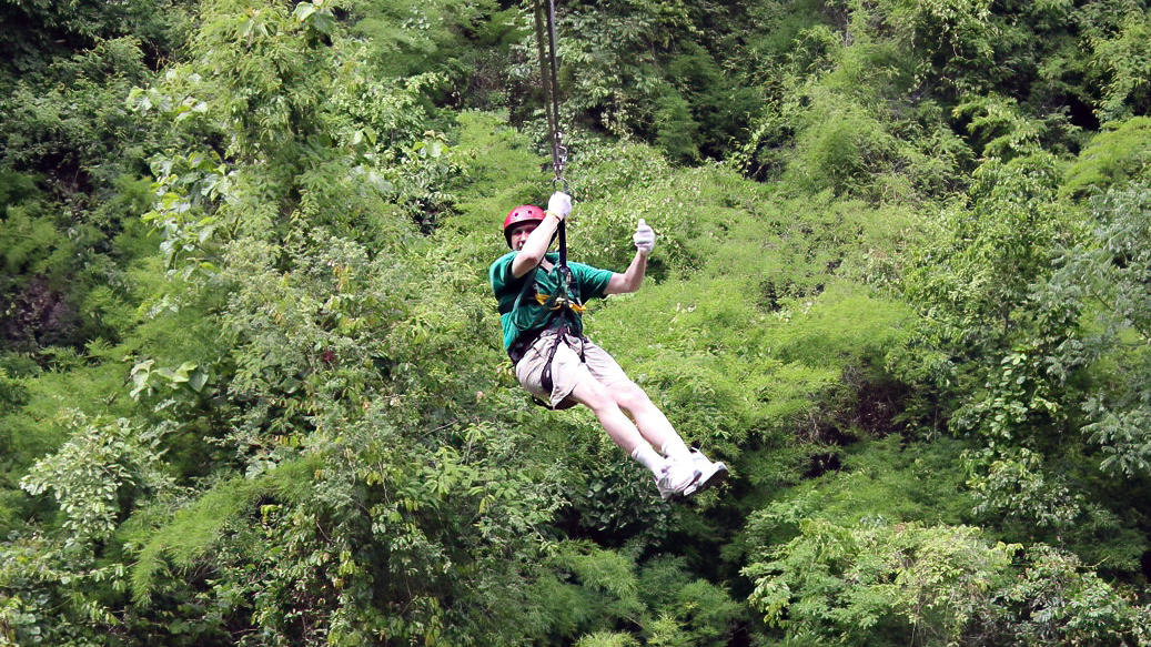 Bob zip lining near Chiang Mai Thailand