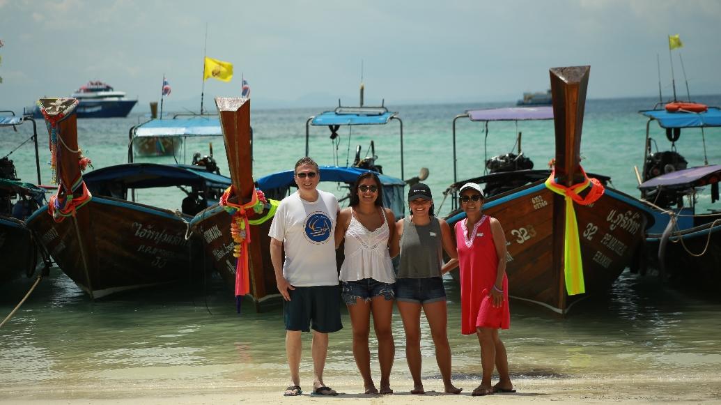 Family at Phi Phi Island in Thailand