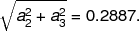 ∘ -------
  a22 +a23 = 0.2 887.
